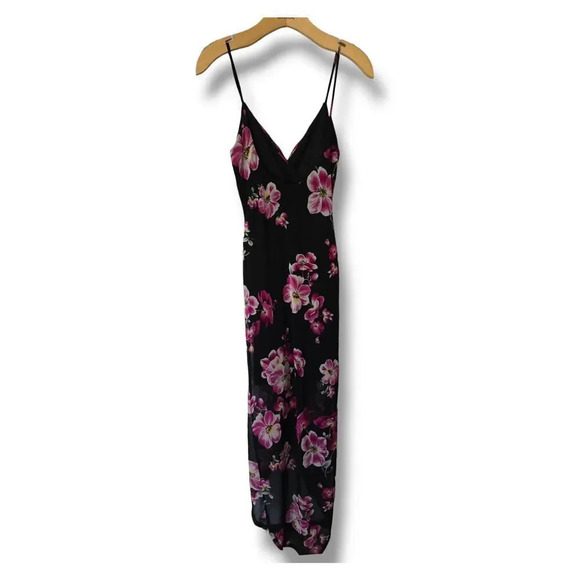Fashion Nova women's black floral mesh lined bodycon high low Dress  - medium​ - Picture 4 of 12